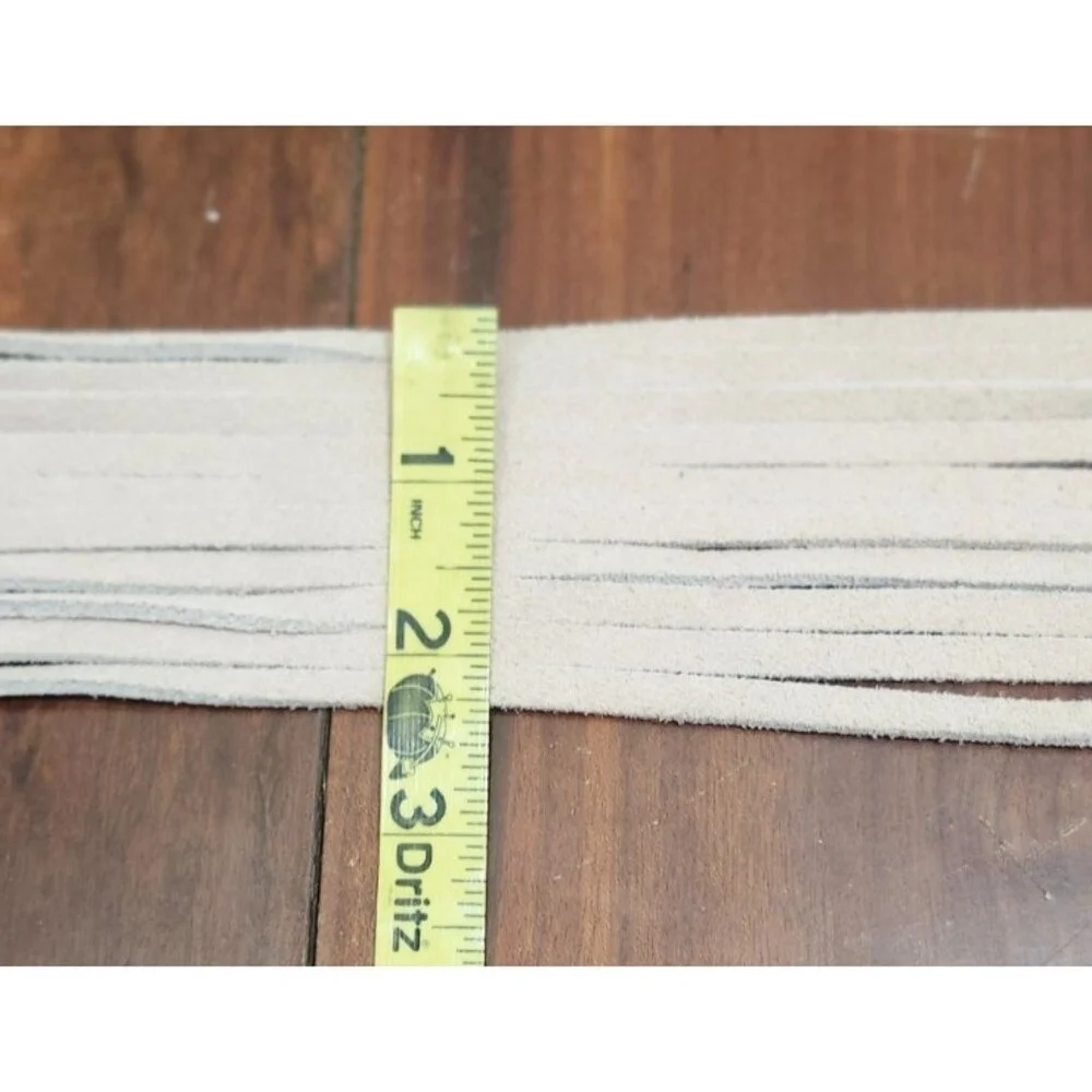 Sisley Suede Fringe Wrap Belt Women’s Adjustable Tan Leather O-Ring Boho Belt 39